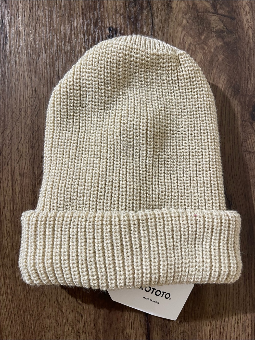 Cream Knit Fold-Over Beanie for Men